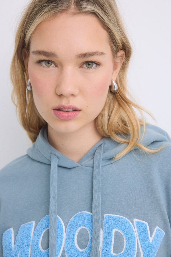 HI&BYE Sweatshirt de capuz de algod&atilde;o cinza cinzento