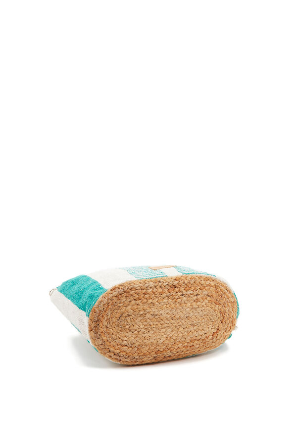 Abbacino Cesta pequena de ráfia riscas azul