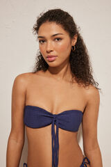 Women'secret Top bikini bandeau flecos azul marino azul