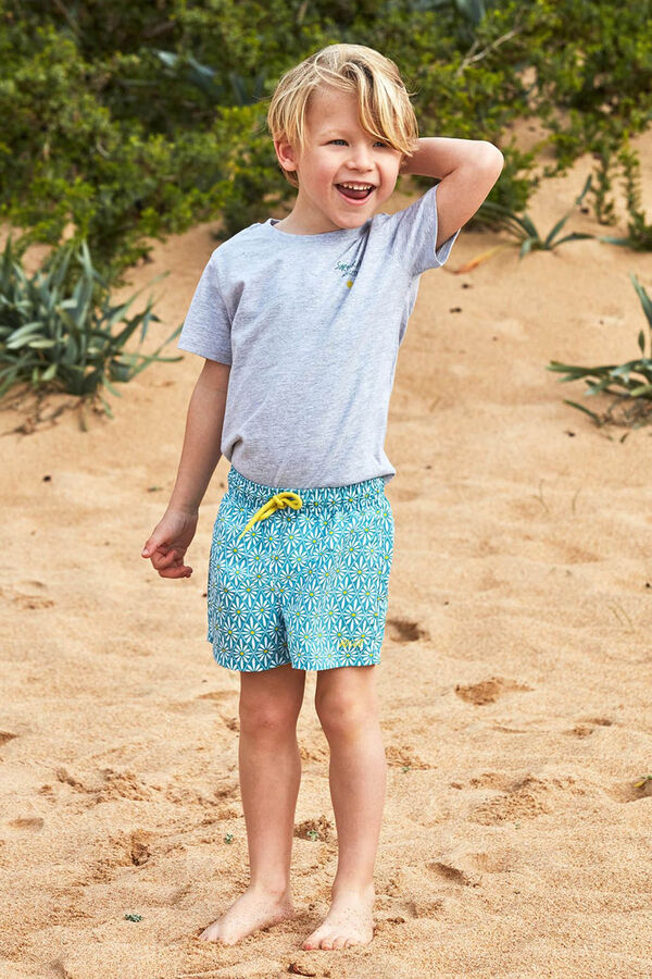 Gocco Mai&ocirc; azul claro com estampado geom&eacute;trica de flores azul