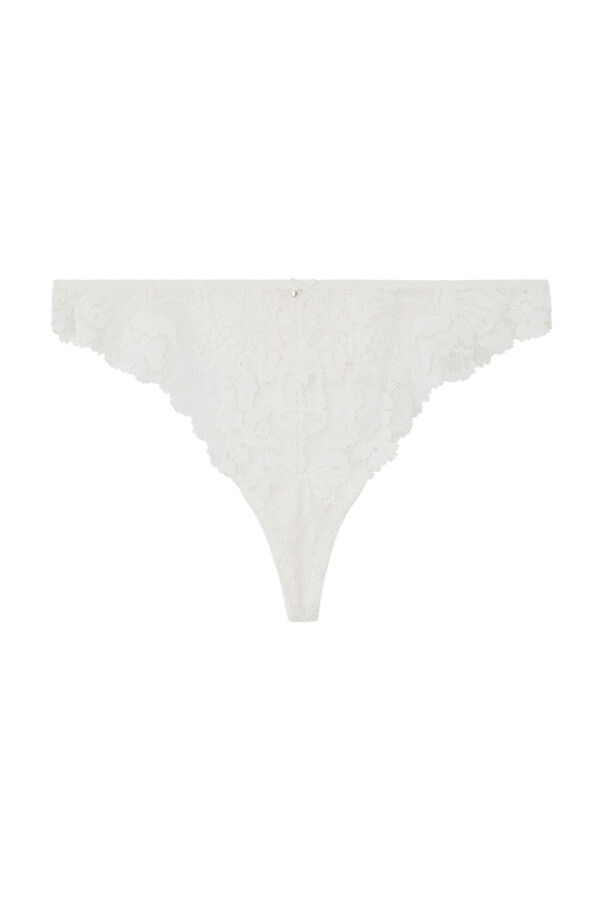Women'secret Tanga encaje microfibra blanco blanco