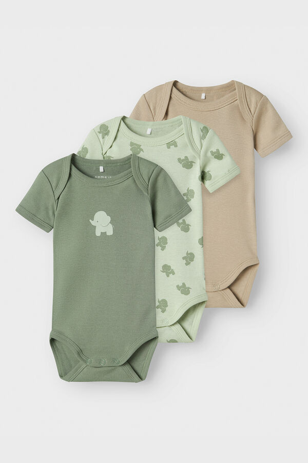Name it Pack 3 bodies beb&eacute; ni&ntilde;o elefantes verde