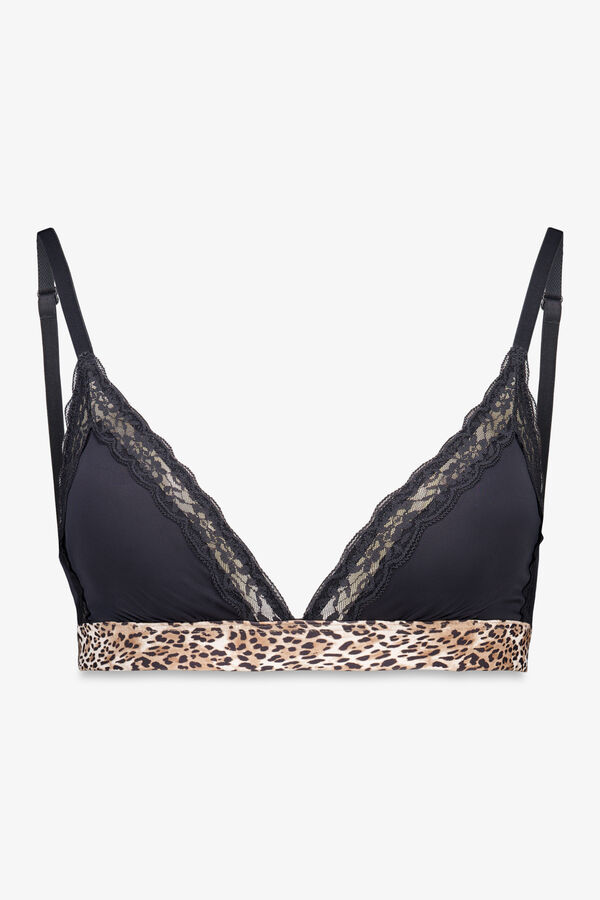 Women'secret Soutien triangular preto com estampa animal NATURAL estampado