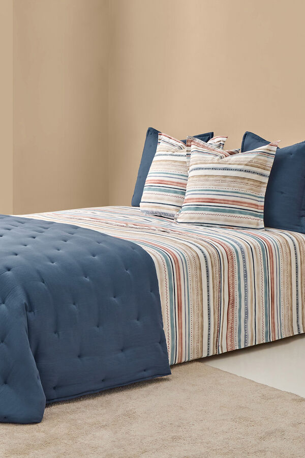 Textura Len&ccedil;ol riscas multicolor azul