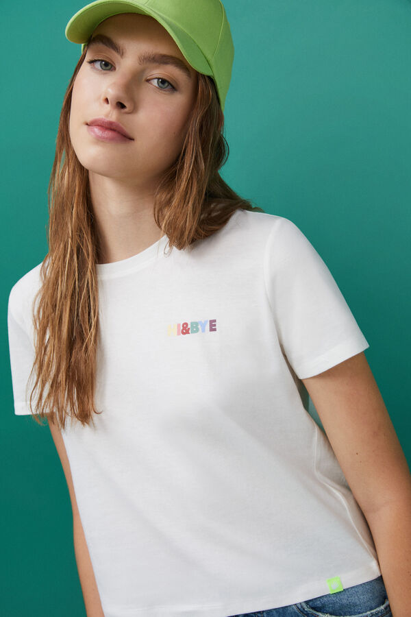 Womensecret T-shirt 100% algodão cru mini logo bege