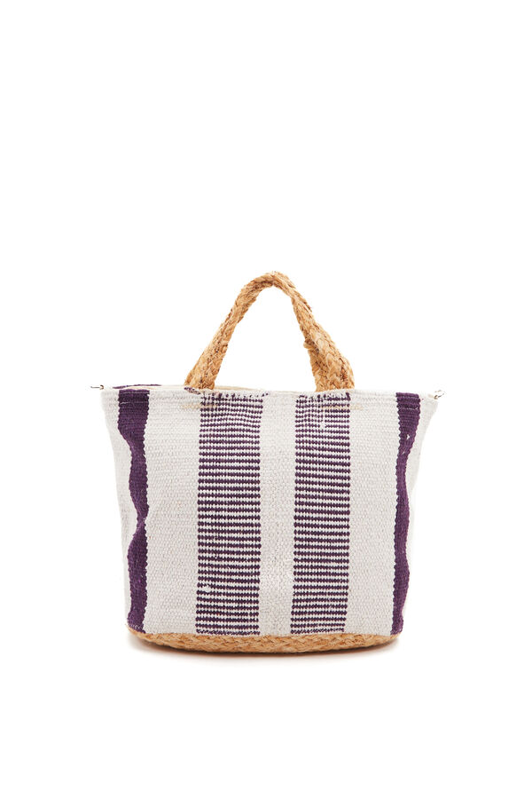 Abbacino Cesta pequena de ráfia riscas rosa