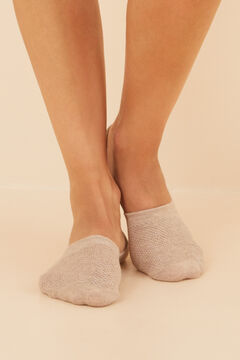 Womensecret Pack de 3 pares de meias invisíveis de algodão em branco e cinzento estampado