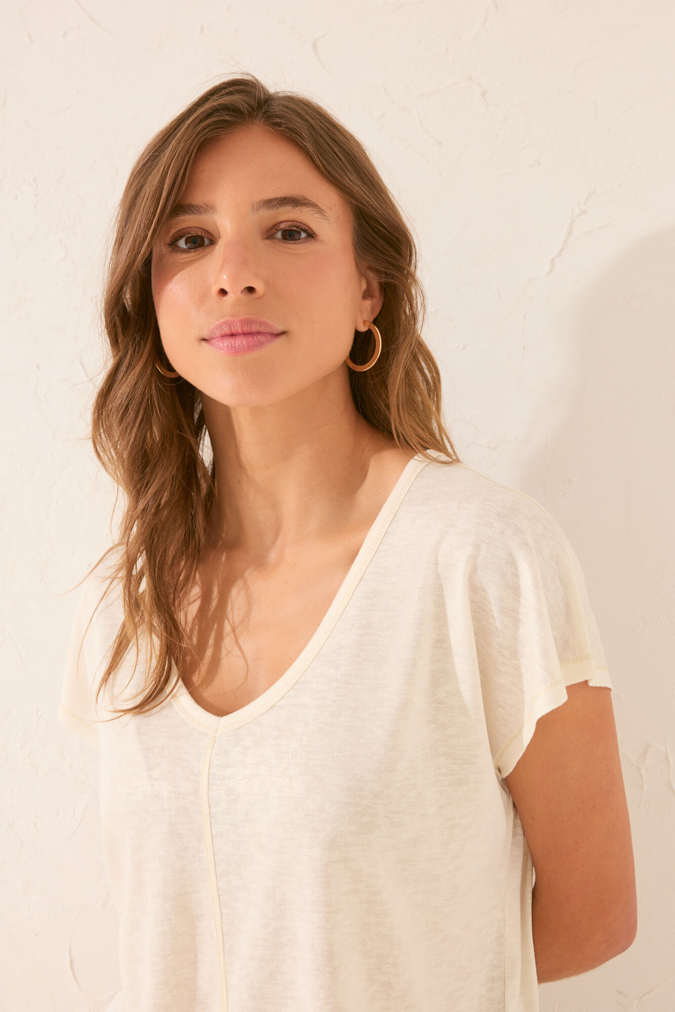 Women'secret Camiseta manga corta brillo blanco