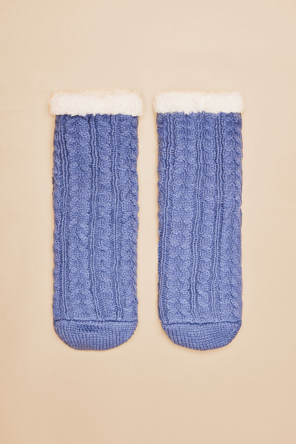 Womensecret Blue tricot boot socks azul