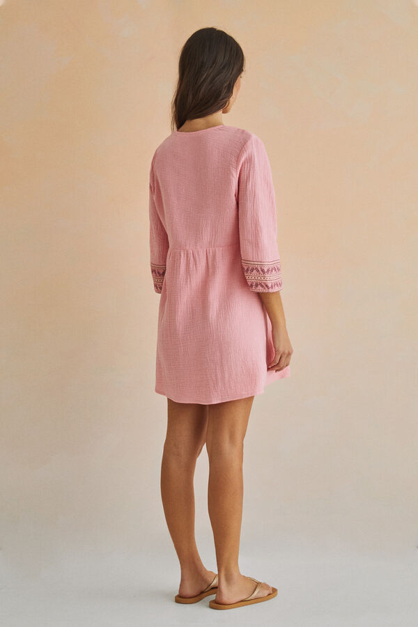 Womensecret Vestido túnica corto 100% algodón rosa rosa
