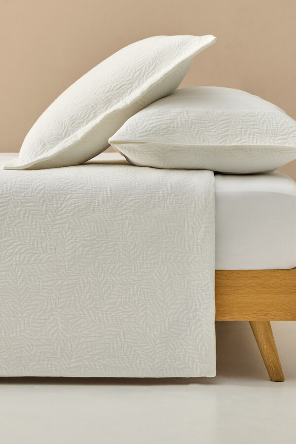 Textura Folhas de capa de edred&atilde;o de algod&atilde;o jacquard branco