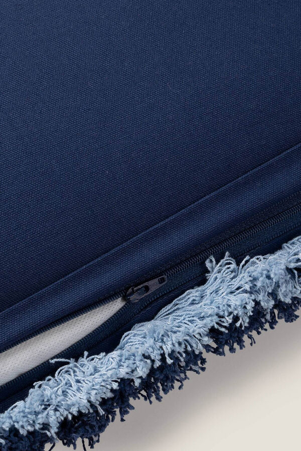 Textura Funda coj&iacute;n flecos algod&oacute;n 45x45cm. azul