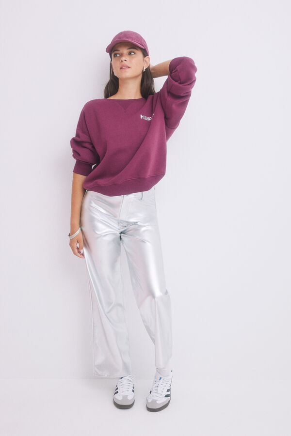 HI&BYE Moletom de Sweatshirt com logo vinho vermelho