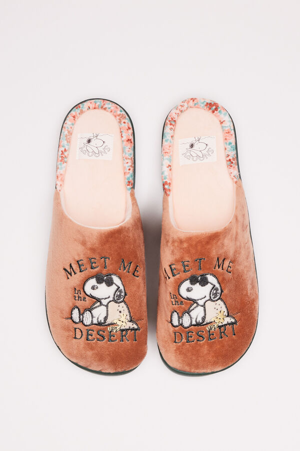 Women'secret Zapatillas casa Snoopy marr&oacute;n anaranjado marr&oacute;n