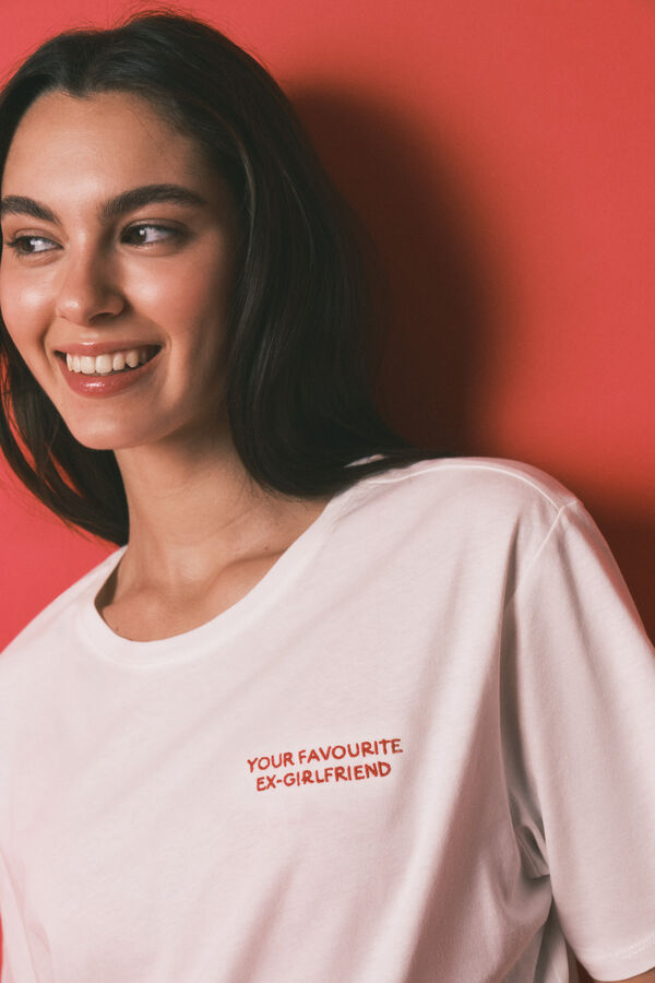 HI&BYE Pijama comprido estampado em 100% algod&atilde;o branco bege