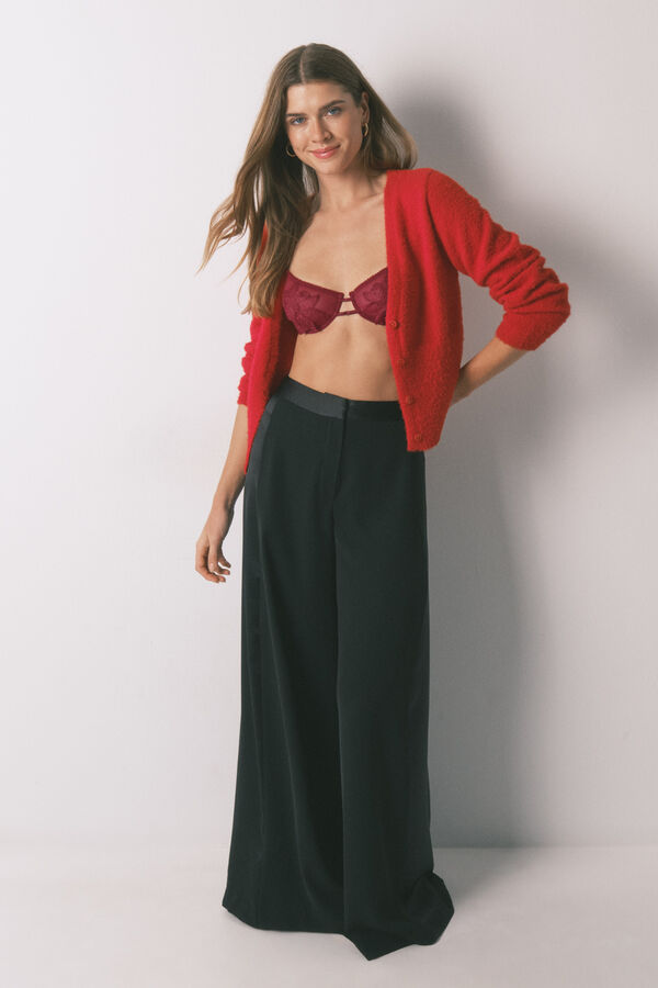 Women'secret Casaco de malha curto tricot suave vermelho vermelho