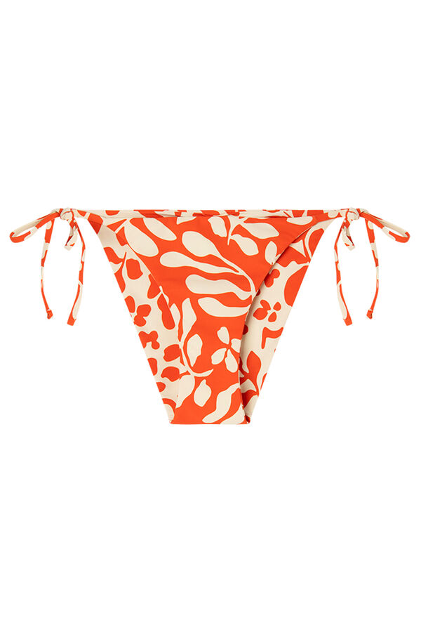Women'secret Cueca de biquíni reversível com tiras estampadas vermelhas estampado
