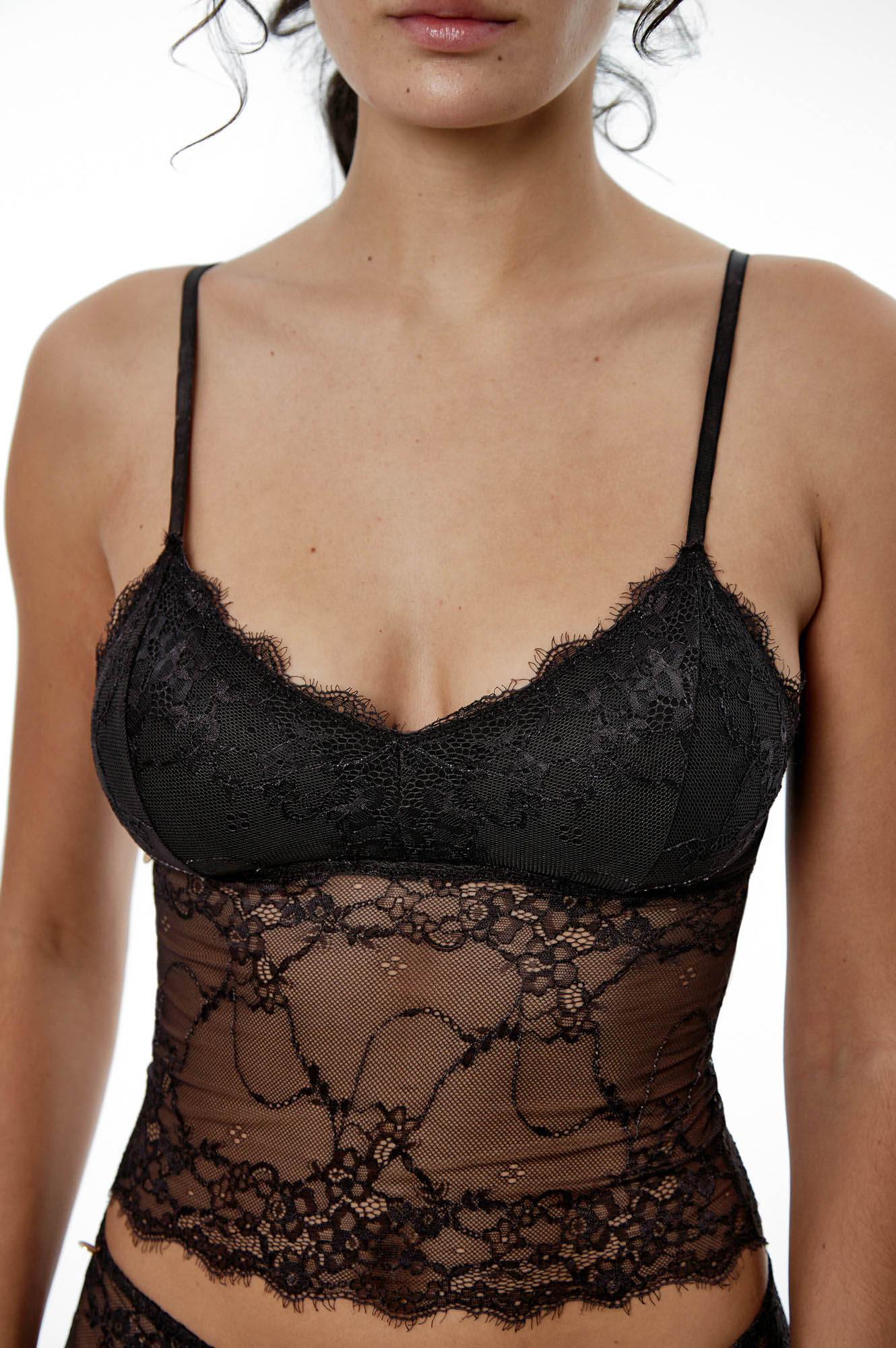 Black Limba Soutien crop top de renda Gabriela Chocolate