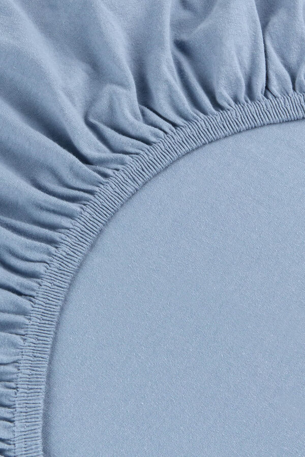 Textura Malha justa em malha de algod&atilde;o sustent&aacute;vel azul