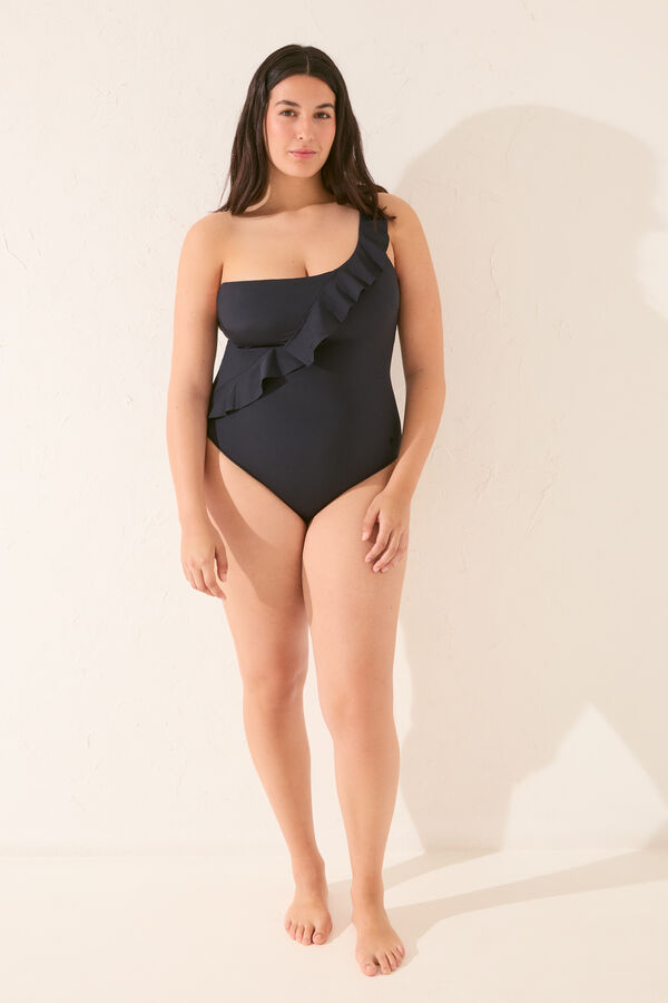 Women'secret Ba&ntilde;ador shapewear asim&eacute;trico volantes negro  negro