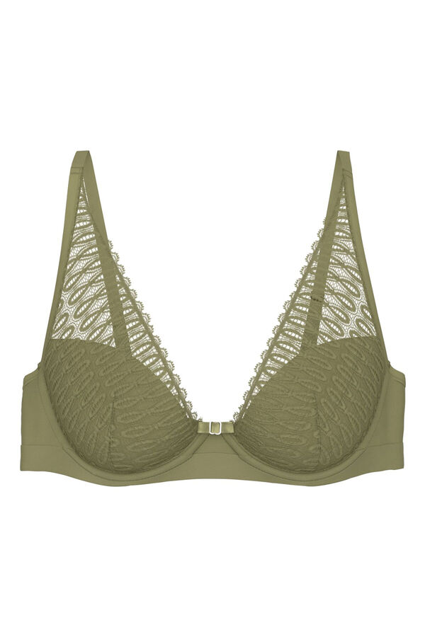 Triumph Soutien decote profundo em renda estampada verde
