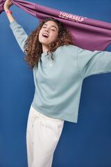 HI&BYE Sudadera felpa verde logo manga verde