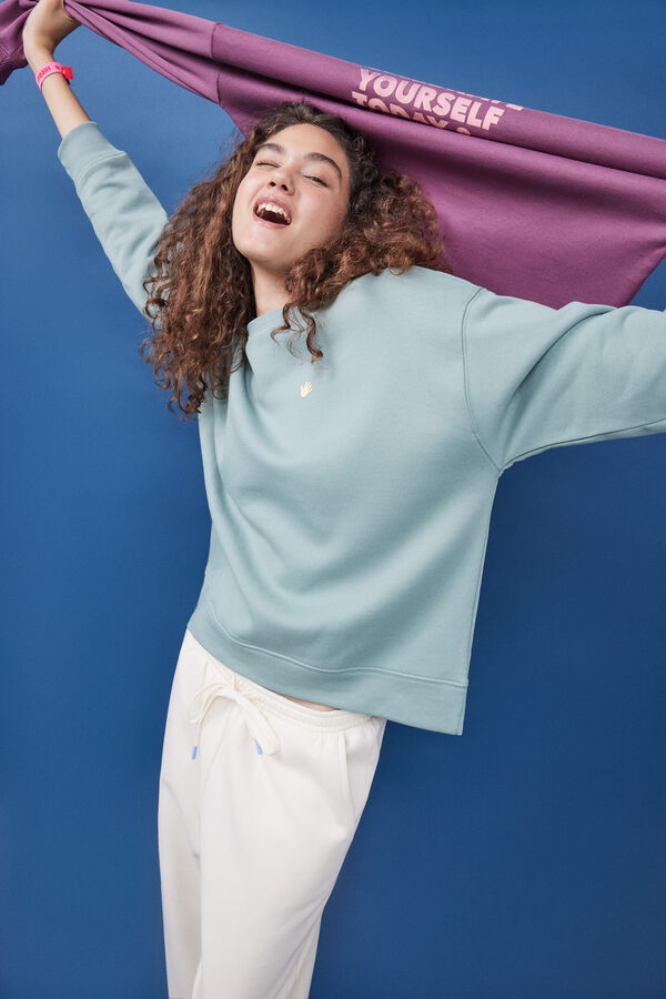 HI&BYE Sudadera felpa verde logo manga verde