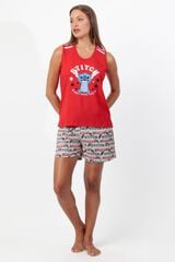 Admas Pijama curto sem mangas Stitch vermelho
