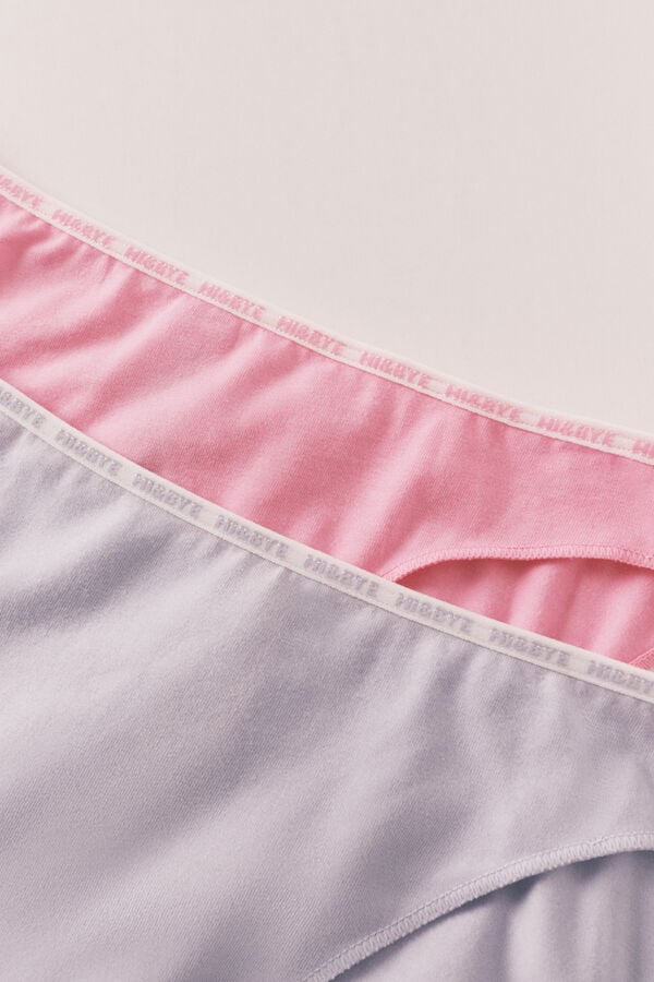 HI&BYE Pack 3 cuecas cl&aacute;ssicas em algod&atilde;o rosa, cinzento e azul branco