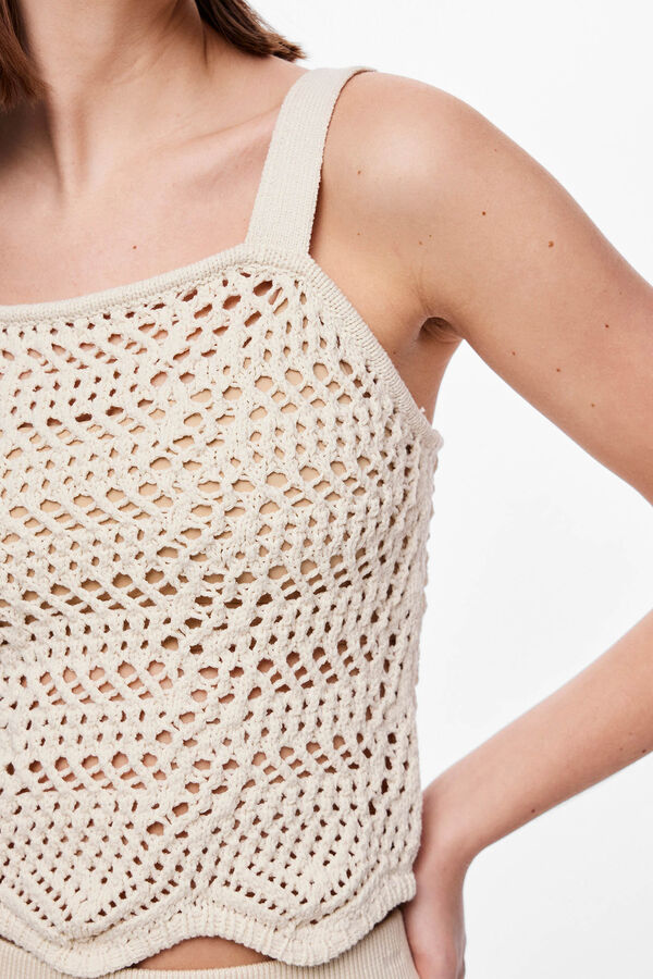 Pieces Top de tirantes com decote quadrado e tecido com estrutura em canalé. cinzento