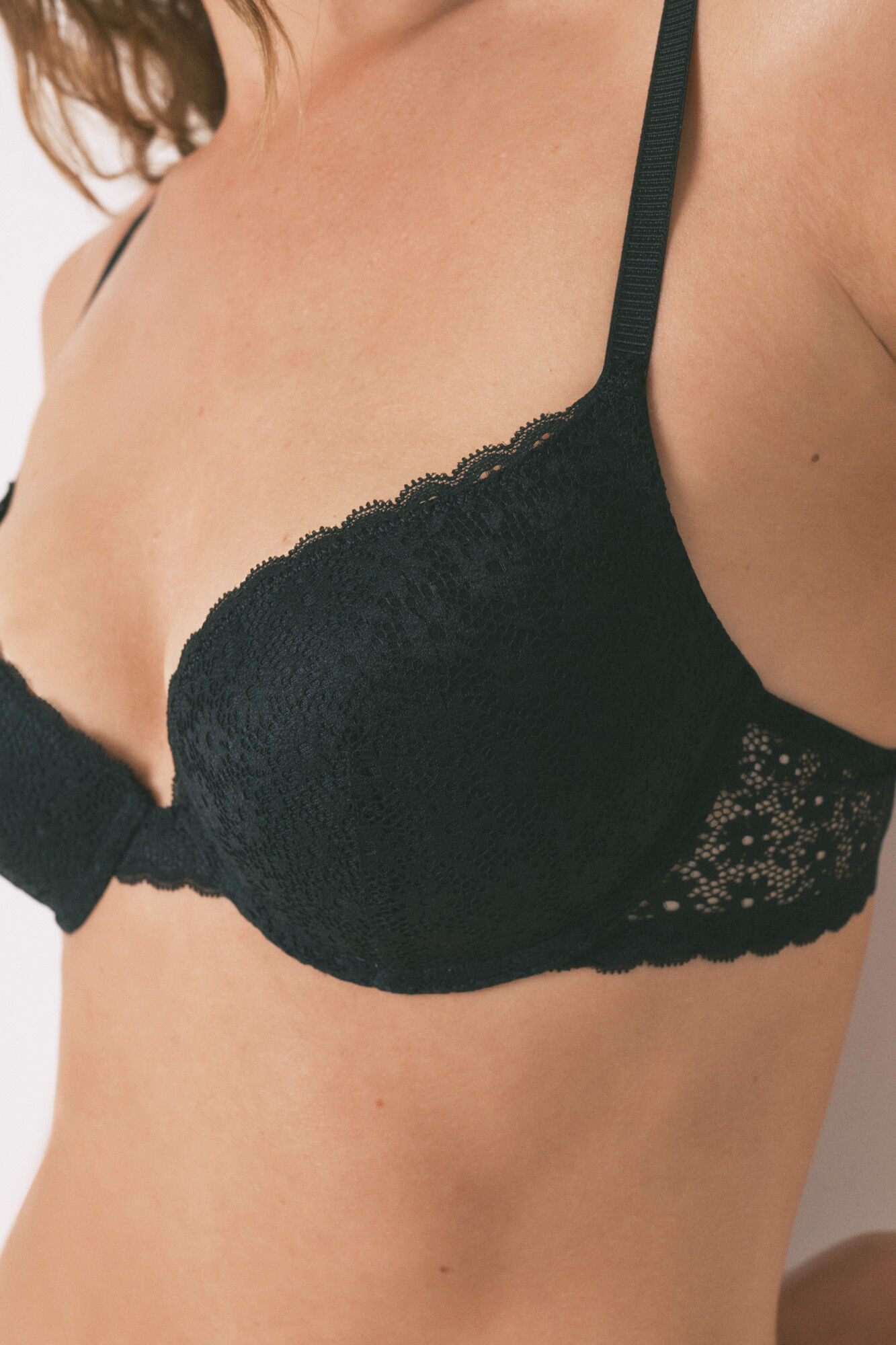 Women'secret Sujetador push up GORGEOUS encaje floral negro