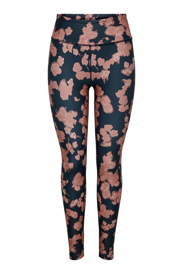 Only Play Leggings de cintura alta, color azul grafito y acabado lavado rosa palo gris
