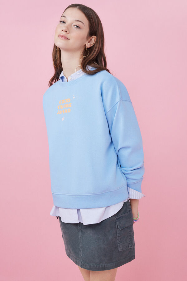 HI&BYE Sudadera felpa azul logo  azul