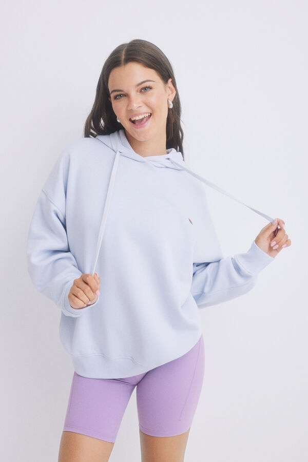 HI&BYE Sudadera capucha felpa azul logo azul