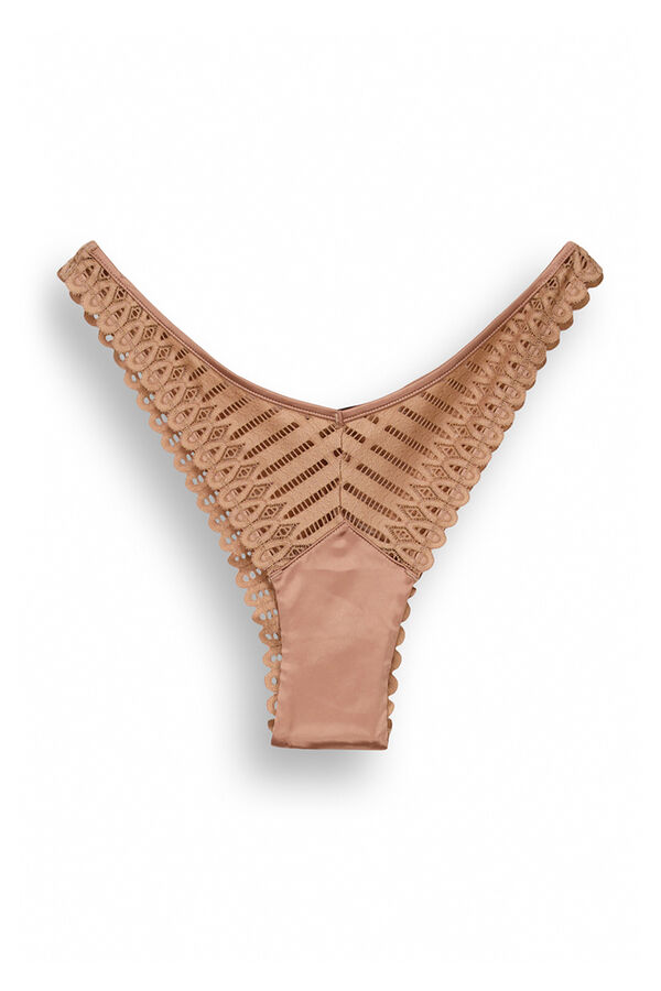 Women'secret Braga brasile&ntilde;a encaje geom&eacute;trico nude marr&oacute;n