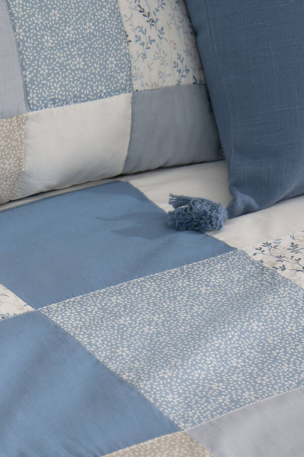 Textura Funda n&oacute;rdica patchwork algod&oacute;n. Cama 105-110cm. azul