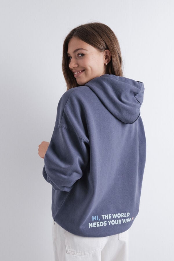 HI&BYE Sudadera capucha felpa azul  azul