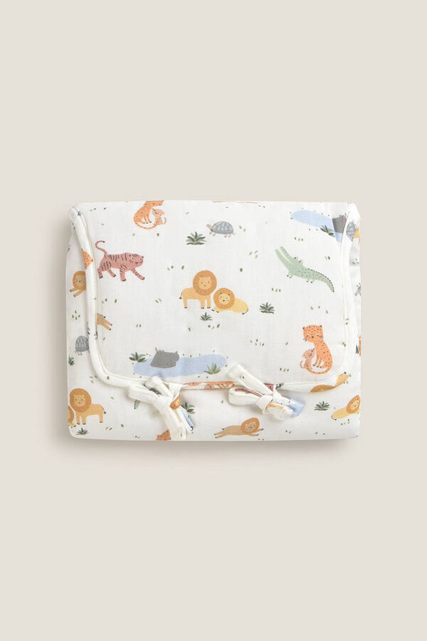 Textura Trocador de fraldas de algod&atilde;o da selva branco