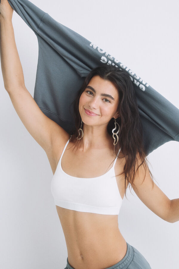 HI&BYE Soutien top algodão marfim bege