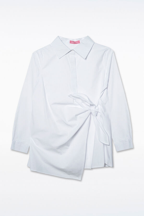 Ohma! Camisa formal premam&aacute; con nudo blanco
