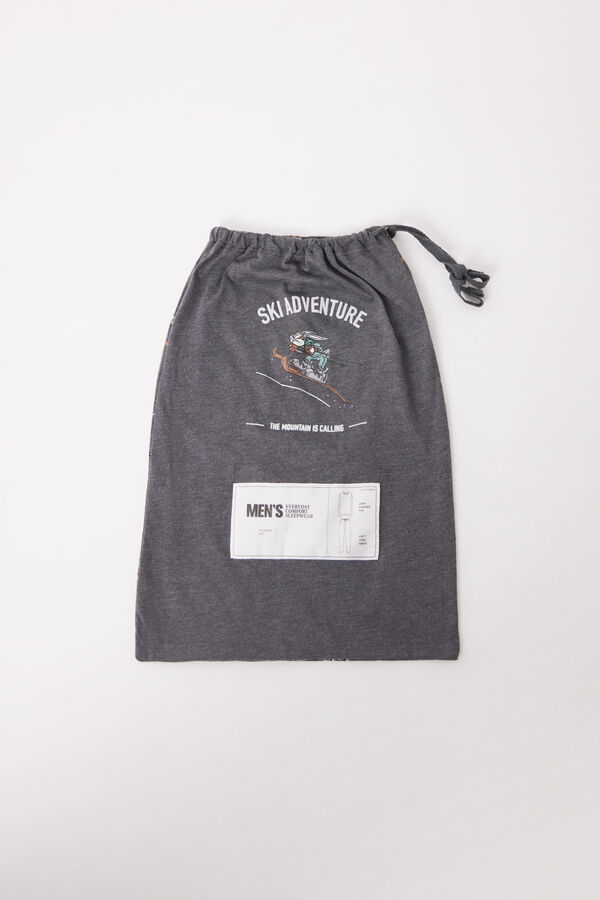 Women'secret Pijama largo hombre 100% algod&oacute;n ski gris