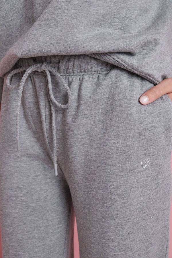 HI&BYE Pantal&oacute;n largo flare felpa gris gris