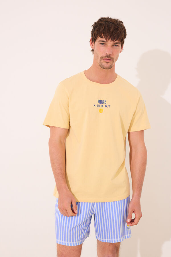 Women'secret Pijama riscas amarelo estampado