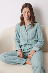 Women'secret Pijama camisero largo franela azul estampado