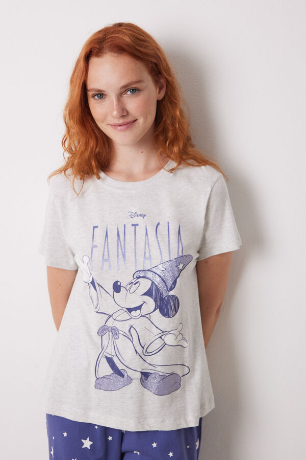 Women'secret Pijama Mickey Capri 100% Algod&atilde;o cinzento