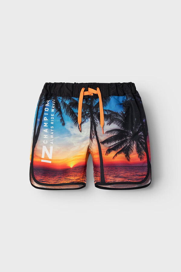 Name it Fato de banho menino estampado tropical preto