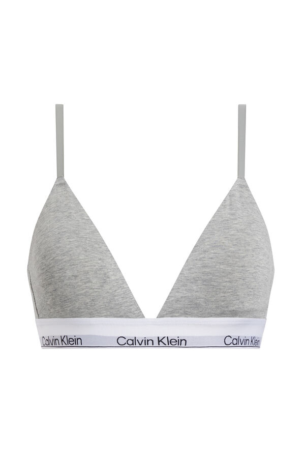 Calvin Klein Sutiã triangular com logo CK cinzento
