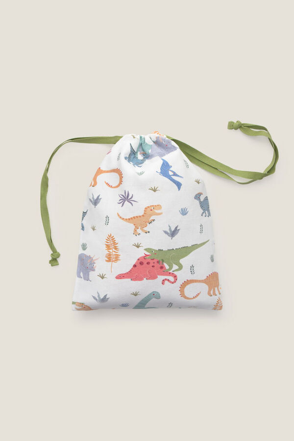 Textura Bolsa algod&oacute;n dinosaurio blanco