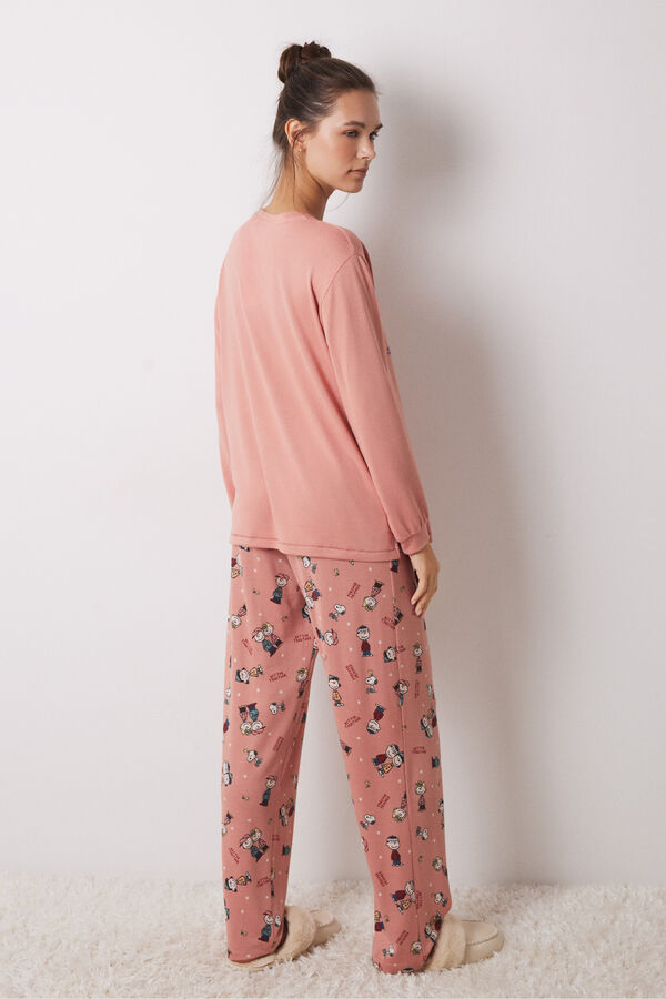 Women'secret Pijama largo s&uacute;per soft rosa Snoopy naranja