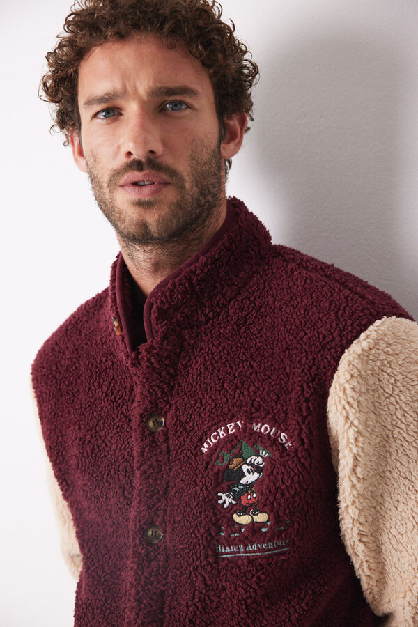 Women'secret Bata corta hombre Mickey Mouse borreguito burdeos